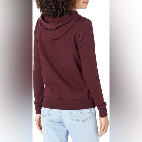 NWT Womens French Terry Zip Hoodie, Burgundy - Picture 2 of 7